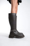 Brown Side Zippered Buckle Round Toe Women's Boots - 5