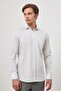 Men's White Long Sleeve Checkered Pattern Half Italian Pocket Comfort Fit Shirt 1004245193 - 4