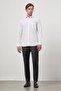 Men's White Long Sleeve Checkered Pattern Italian Collar Pocket Cotton Comfort Fit Shirt 1004245173 - 2