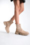 Beige Knitwear Detailed Thick Sole Women's Boots - 6
