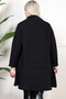 V-Neck, Long-Sleeved, Front-Sequined, Faux Leather, Block-Pocketed, Flowy, Midi-Length, Plus-Size Jacquard Cardigan - 6