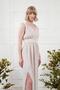 Women's Stone Color Slit Linen Dress - 2