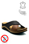 Cross Strap Soft and Lightweight Thick Soled Women's Slippers Sports Slippers 521/2 Black Tan - 6