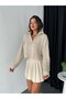 Women's Half Zipper Oversize Crop Sweater - 2