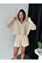 Women's Half Zipper Oversize Crop Sweater - 3
