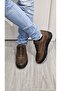 New Collection Genuine Crazy Leather Dark Sand Winter Men's Leather Sneakers - 3