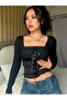 Lolita Y2K Victorian Lace Collar Rhinestone Long Sleeve Blouse - 2