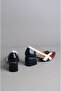 Select 6083 genuine leather heel women's shoe (heel height: 6 cm) white-red-navy blue - 5