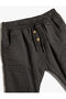 Trousers Pocket Detailed Tie Waist Button Detailed Cotton - 3