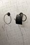 Black Economical 2-Piece Bathroom Set, Assembled Set, Covered Paper Holder and Round Towel Holder - 2