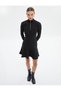 Knitwear Dress Mini High Collar Half Zipper Long Sleeve - 2