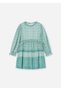 Mint Green Pleated Chiffon Girl's Dress - 4913