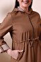 Women's Large Size Zippered Clothing with Cik Hijab Trenc Tan - 3