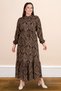 Women's High Collar Large Size Dress with Hijab Viscose Fabric Pleated and Pleated Dress - 5