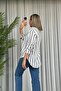 Navy Blue Striped Pocket Detail Modal White Shirt - 2