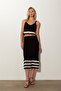 Black Tasseled Bustier Skirt Knitwear Set