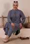 طقم نسائي مقاس كبير من الأسفل إلى الأعلى مع جيوب ومطرز بالأحجار - 8
