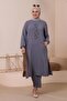طقم نسائي مقاس كبير من الأسفل إلى الأعلى مع جيوب ومطرز بالأحجار - 4