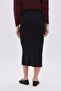 Black Deep Slit Midi Knitwear Skirt - 5