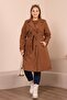 Women's Large Size Hijab Trenckot Full Length Hijab Trenc Lined Tan