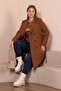 Women's Large Size Hijab Trenckot Full Length Hijab Trenc Lined Tan - 9