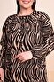 Women's Viscose Large Size Hijab Dress Patterned Tan - 3