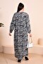 Women's Large Size Patterned Viscose Dress Mother Black - 8