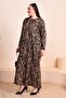 Women's Viscose Large Size Hijab Dress Patterned Tan - 7