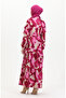 Fuchsia Patterned Lace up Dress - Front Buttoned 0518-04 - 6