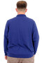 Mode XL Large Size Men's Polo Collar Sweatshirt with Embroidery U24340 Indigo - 4