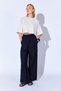 Black Muslin Washed 100% Cotton Palozzo Cut Comfortable Elastic Waist Women's Trousers |   Ek1000669884 - 3