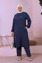 Hijab Ayrobin Double Suit Large Size Tunic Trousers Women's Indigo