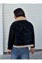Women's Black Camel Collar Buckle Laminated Short Coat 2300 60101003 - 7