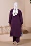 Hijab Ayrobin Double Suit Large Size Tunic Trousers Women's Plum - 7
