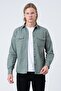 Men's Water Green Slim Fit Pocketed Lycra Denim Shirt - 2
