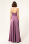 Women's Lavender Satin Long Evening Dress & Graduation Dress with Rope Straps and Waist Belt - 5