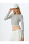 Long Sleeve Striped Crop 2-Piece T-Shirt Set - 2
