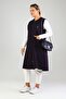 Women's Plus Size Vest Ottoman Steel Knitted Viscose Vest Navy Blue - 6