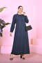 Women's Maxi Plus Size Long Women's Dress Crispy Pattern Blue