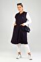 Women's Plus Size Vest Ottoman Steel Knitted Viscose Vest Navy Blue - 5