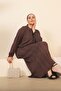 Women's Maxi Large Size Long Women's Dress Crispy Pattern Brown - 8