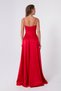 Women's Red Satin Long Evening Dress & Graduation Dress with Rope Straps and Waist Belt - 5