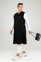 Women's Large Size Oversize Hijab Long Sleeveless Zippered Vest Black - 5