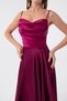 Women's Plum Flounce Slit Satin Evening Dress & Graduation Dress - 4