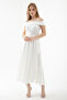 Women's White Boat Neck Satin Promise Engagement Wedding Evening Dress - 3