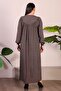 Long Mother Clothing Large Size Women's Hijab Dress Brown - 7