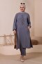Hijab Ayrobin Double Suit Large Size Tunic Trousers Women Gray - 4
