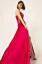 Women's Fuchsia One-Shoulder Stone Long Evening Dress