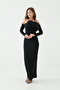 Women's Off Shoulder Rose Detailed Long Evening Dress Nbs9364 - 2