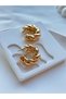 Special Series Brass Plated Gold Design Thick Twist Detailed Trendy Women's Lightweight Earrings